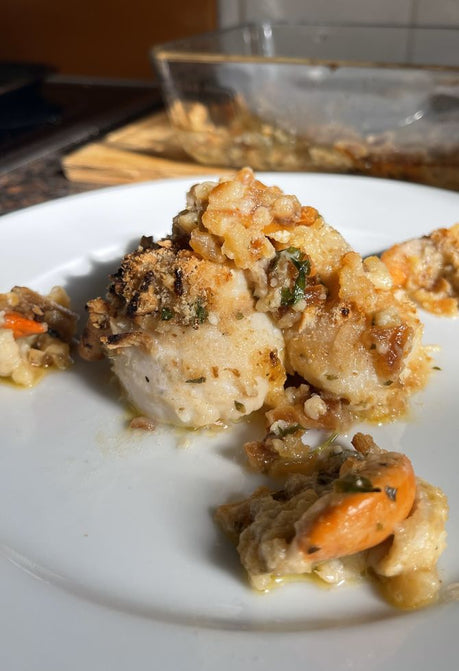 Panko Parmesan Baked Scallops