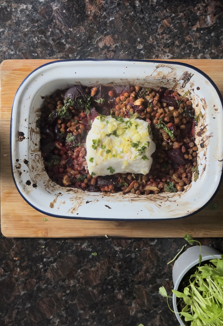 Cod, Lentil and Beetroot Bake