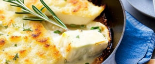 Smoked Haddock, cheesy celeriac, leek & rosemary gratin